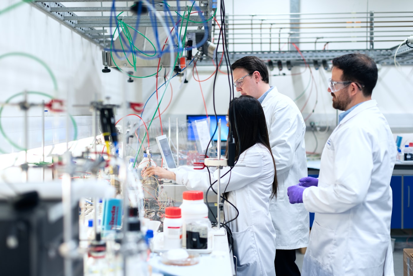 Quality control laboratory testing ice cream samples for export compliance